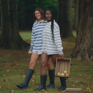 Parke Striped Rugby Polo Pullover Sweatshirt Gray Cream L / XL